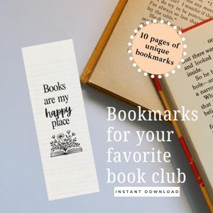 Printable Book Club Bookmarks - Digital Download - Bookmarks for Book Lovers - Reading Tracker - Book Club Party Favor - 40 Book Challenge
