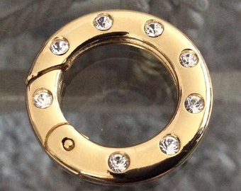 Round Hinged Clasp, Perfect for Wedding Jewelry, in Gold or Rhodium Finish with Swarovski Crystals, 25mm, Wedding Necklace Clasp