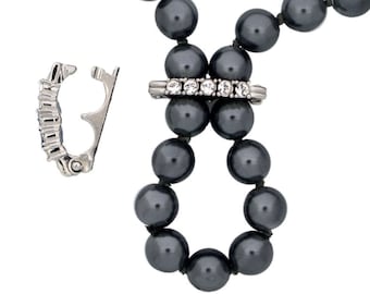 Swarovski Crystal Necklace Enhancer, acortador de perlas, potenciador de perlas, oro o acabado rodio, para cuentas de 6-9 mm, 20x3 mm