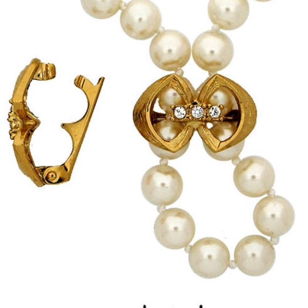 Swarovski Kristall Aufklappe Halskette Enhancer, Perle Verkürzer, Gold oder Rhodium Finish, für 6-9mm Perlen, 22x14mm