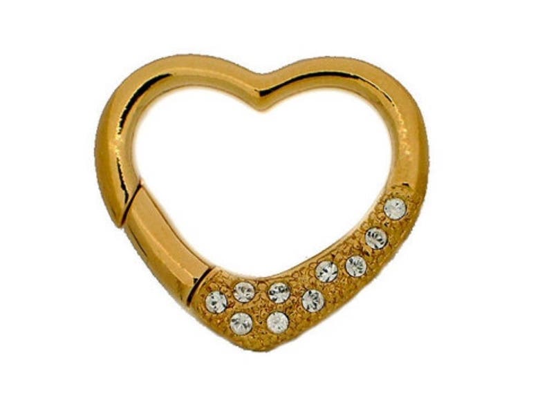 Swarovski Crystal Heart Shaped Necklace Enhancer, Pearl Shortener, Wedding Necklace Clasp, Gold or Rhodium Finish, 22.5x21mm image 2