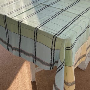 Vintage summer checked tablecloth | yellow, green, white & blue | Kitchenalia | BBQ | Garden Party