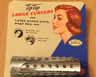 1940's / 1950's Vintage Deadstock TIP TOP Large Curlers Hair Rollers Set of 2 Size Large 3"