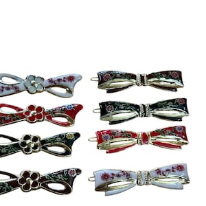 Pasador para el pelo con forma de lazo de metal esmaltado, estilo antiguo, para niños, de estilo vintage chinoiserie, nuevo, en stock, a elegir.