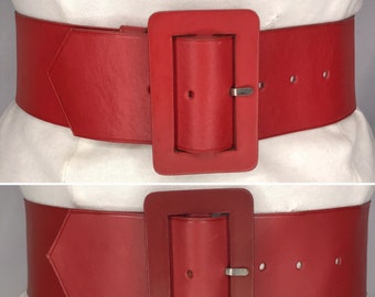 wide red leather belt