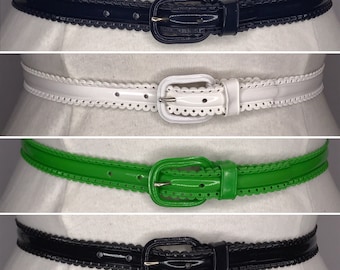 1940&#39;S 1950&#39;S Vintage New Old Stock Ladies Vinyl Belt 0.6 inch wide Style 02 Frilly Edge