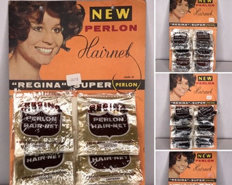 1 Supplied 1950&#39;s Vintage Deadstock New Old Stock REGINA PERLON Nylon Hair Net Vintage Hair Style 7 Colours