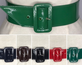 1940&#39;S 1950&#39;S Vintage New Old Stock Ladies 2.5 Inch Wide Patent Vinyl Belt Style 6242