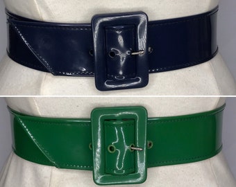 贈り物 Vintage Elle C1980s Leather Blue and Green Belt Vienna Bijou 小物