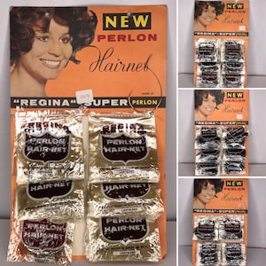 1 Supplied 1950&#39;s Vintage Deadstock New Old Stock REGINA PERLON Nylon Hair Net Vintage Hair Style 7 Colours