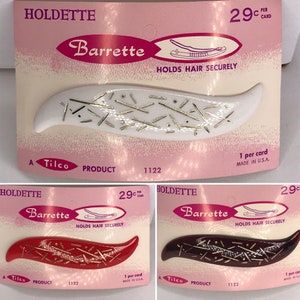 Brown, White or Red 1950's Vintage Deadstock Large HOLDETTE Sugar Strand Design Barrette Hair SlideBy TILCO