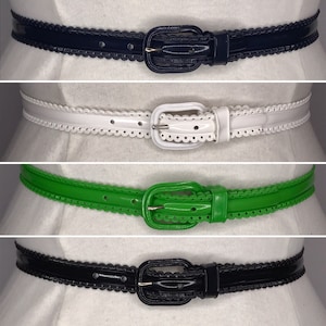 1940&#39;S 1950&#39;S Vintage New Old Stock Ladies Vinyl Belt 0.6 inch wide Style 02 Frilly Edge