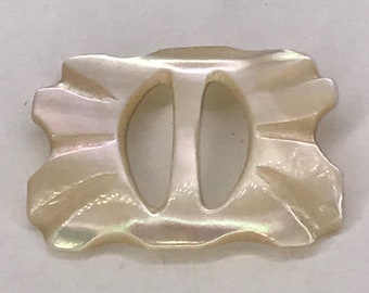 Hebilla deslizante tallada en concha de nácar pequeña, 37 mm, original, vintage, década de 1930