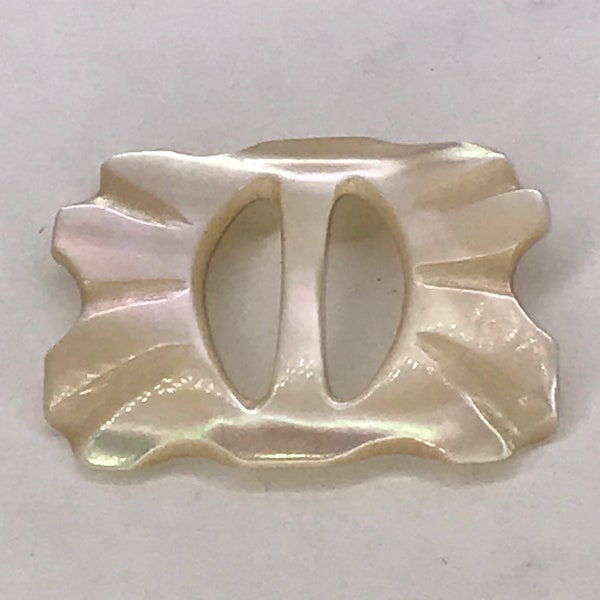 Small Mother Of Pearl Shell Carved Slider Buckle 37mm Original Vintage Deadstock 1930s