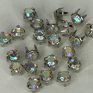 Preset Clawback 1980&#39;s Vintage Czechoslovakian Preciosa Crystal Rhinestones CRYSTAL AB SS16 4.5mm Silver Foiled TITANIA Extra Chatonroses