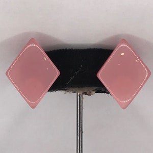 Vintage New Old Stock Original 1950s Pink Lucite Clip On Earrings Deadstock Diana