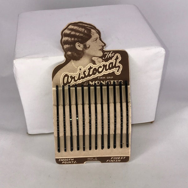 1920's 1930's Vintage Deadstock New Old Stock THE ARISTOCRAT MONSTER Black 70mm Size Bobby Pins Hair Grips