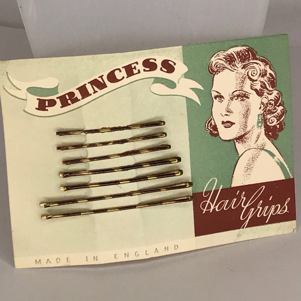 1940's Vintage Deadstock New Old Stock PRINCESS Mixed Size Brown Tortoise Shell Hair Grips