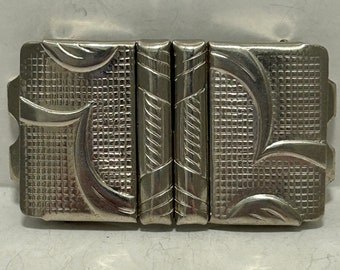 Década de 1930 Super Art Déco Plata Tono Metal 45mm x 27mm 2 Piezas Hebilla entrelazada Vintage Nuevo Viejo Stock BUCK0221