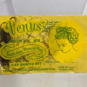 1 Supplied 1940&#39;s Vintage Deadstock New Old Stock Dark Brown REAL SILK Venus Cap Net Hair Net Made in England Vintage Hair Style