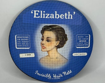 1 Card of 72 Elizabeth Bri-Nylon Dark Brown Hairnets Made In England Original 1950's Vintage Deadstock New Old Stock