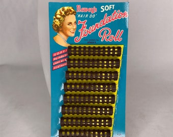 Années 1950 vintage New Old Stock Newey’s « Hair Do » FOUNDATION ROLL x 9 Bigoudis Bigoudis Taille Petite 68 x 12mm