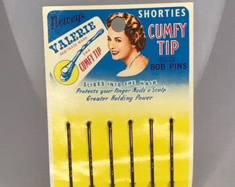 1940's Vintage Deadstock NEWEY'S VALERIE The Cumfy Tip 42mm SHORTIES Bobby Pins Hair Grips Brown or Black