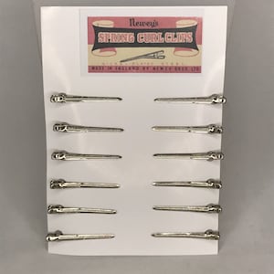 1940&#39;s 1950&#39;s Vintage Deadstock NEWEY&#39;S SPRING CURL Clips Slimline Small Pin Curl Clip Set of 12