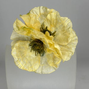 Double Pale Yellow Poppy Hair Flower Clip Vintage Style