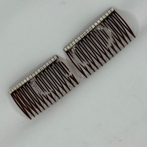 Vintage 1950s Pair Of Decorative Rhinestone Shorty Combs New Old Stock Hair Comb Slide image 1