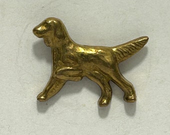 1940 Vintage Labrador Retriever Hund Gold Ton Metall Shirt / Kragen Stud Jagd Spiel Schießen Arbeitshund