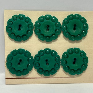 6 Green 22mm 1940&#39;s Decorative Casein Buttons Original Vintage Deadstock NBGD0768