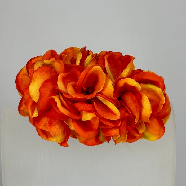 Orange Hydrangea Arrangement Bendy Hair Clip Vintage Style