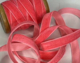 10 Yard Roll Of 1950s - 60's True Vintage raspberry Pink Rayon Velvet Ribbon Super Quality 13mm or 15mm