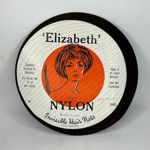 1 Card of 72 Elizabeth Dark Brown Nylon Hairnets Made In England Original 1960&#39;s Vintage Deadstock New Old Stock