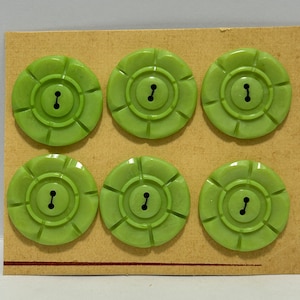 6 Light Green 22mm 1940&#39;s Decorative Casein Buttons Original Vintage Deadstock NBGD0737