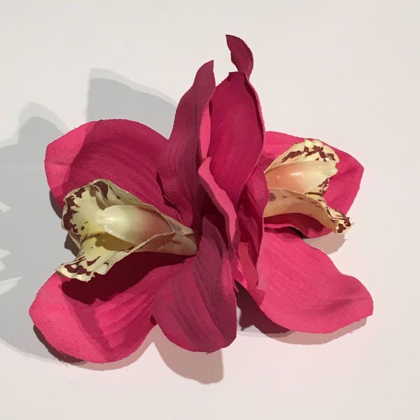 Raspberry Pink Double Cymbidium Orchid Pin Up Hair Flower Clip