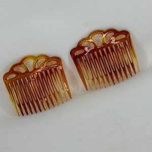 Vintage 1950s Pair Of Decorative Faux Tortoiseshell Combs New Old Stock Hair Comb Slide