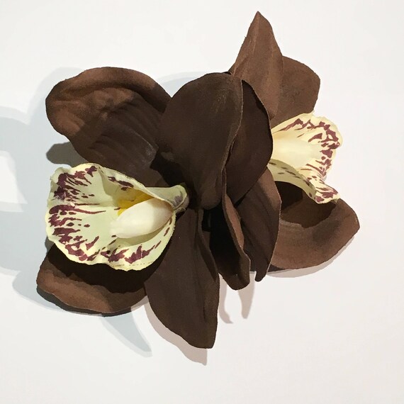 Marrón claro Doble Cymbidium Orquídea Pin Up Hair Flower Clip - Etsy México