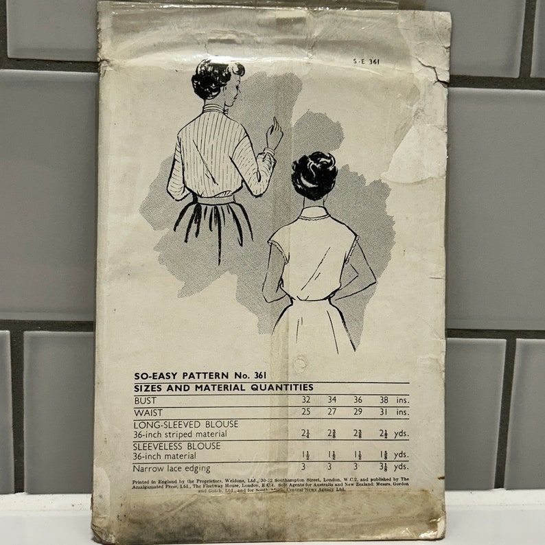 Original Paper 1950s 32 Bust Blouse 2 Ways Sewing Pattern By Weldons 361 PAT0158 image 4
