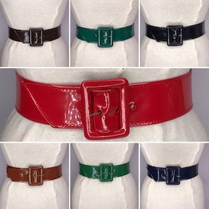 1940&#39;S 1950&#39;S Vintage New Old Stock 2 Inch Wide Ladies Patent Vinyl Belt Rectangular Buckle Patent