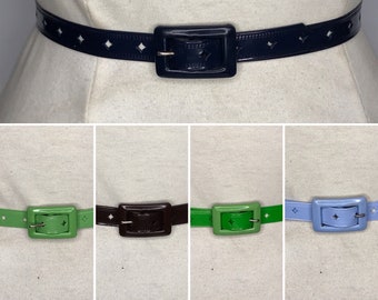 1940&#39;S 1950&#39;S Vintage New Old Stock Ladies Vinyl Belt 0.6 inch wide Style 05 Diamond Cut Out