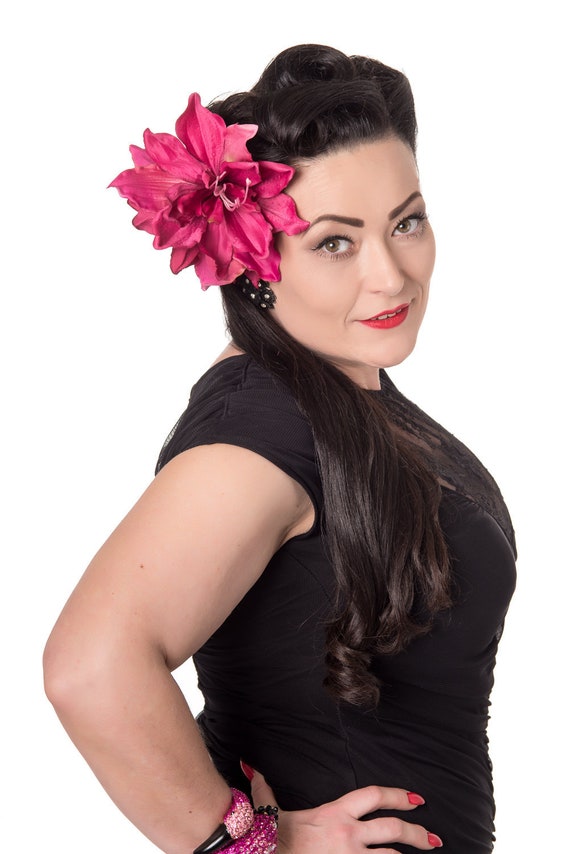 Dark Pink Double Amaryllis Pin Up Hair Flower Etsy