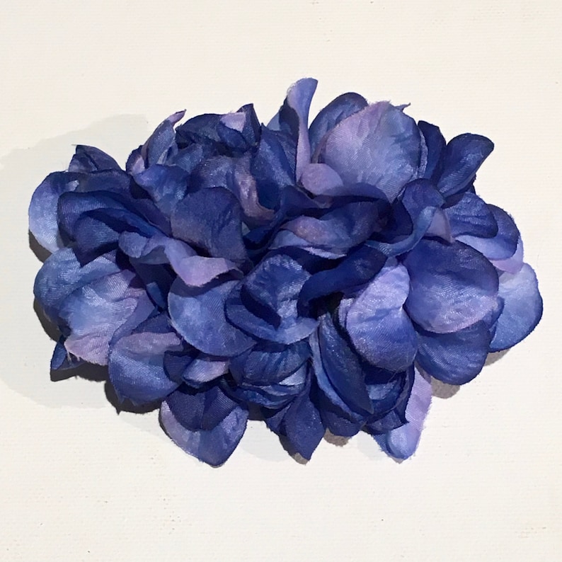 50s Hair Bandanna, Headband, Scarf, Flowers | 1950s Wigs     Dark Blue Delphinium Clip Hair Flower $8.58 AT vintagedancer.com