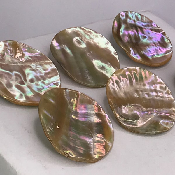 5 x Extra Large Mother Of Pearl Shell Buttons Shank 35mm Original Vintage Deadstock 1950s