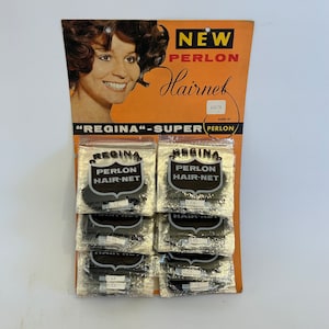 1 Full Card of 72 Black Hair Nets Supplied 1950&#39;s - 60&#39;S Vintage Deadstock New Old Stock REGINA PERLON Nylon Hair Net Vintage Hair Style