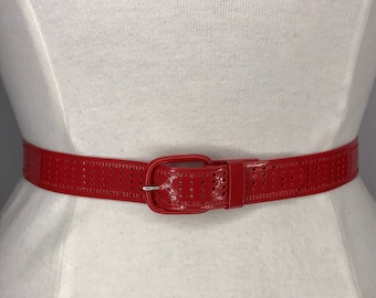 1940'S 1950'S Vintage New Old Stock Ladies Red or White Vinyl Belt 1 inch wide Style 10 Peg Board