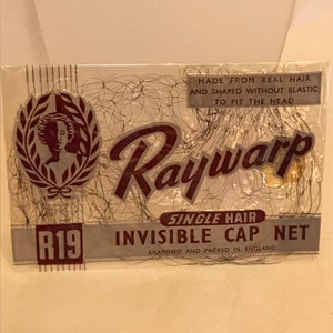 1 Supplied 1950&#39;s Vintage Deadstock New Old Stock Single Mesh HUMAN HAIR Real Hair RAYWARP Hair Net Vintage Hair Style 2 Colours