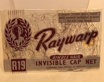 1 Supplied 1950's Vintage Deadstock New Old Stock Single Mesh HUMAN HAIR Real Hair RAYWARP Hair Net Vintage Hair Style 2 Colours