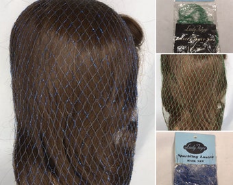 Emerald Green Or Royal Blue Original 1950&#39;s Vintage New Old Stock Oceans Of Notions Lady Fair Sparkling Lustre Lurex Hair Net